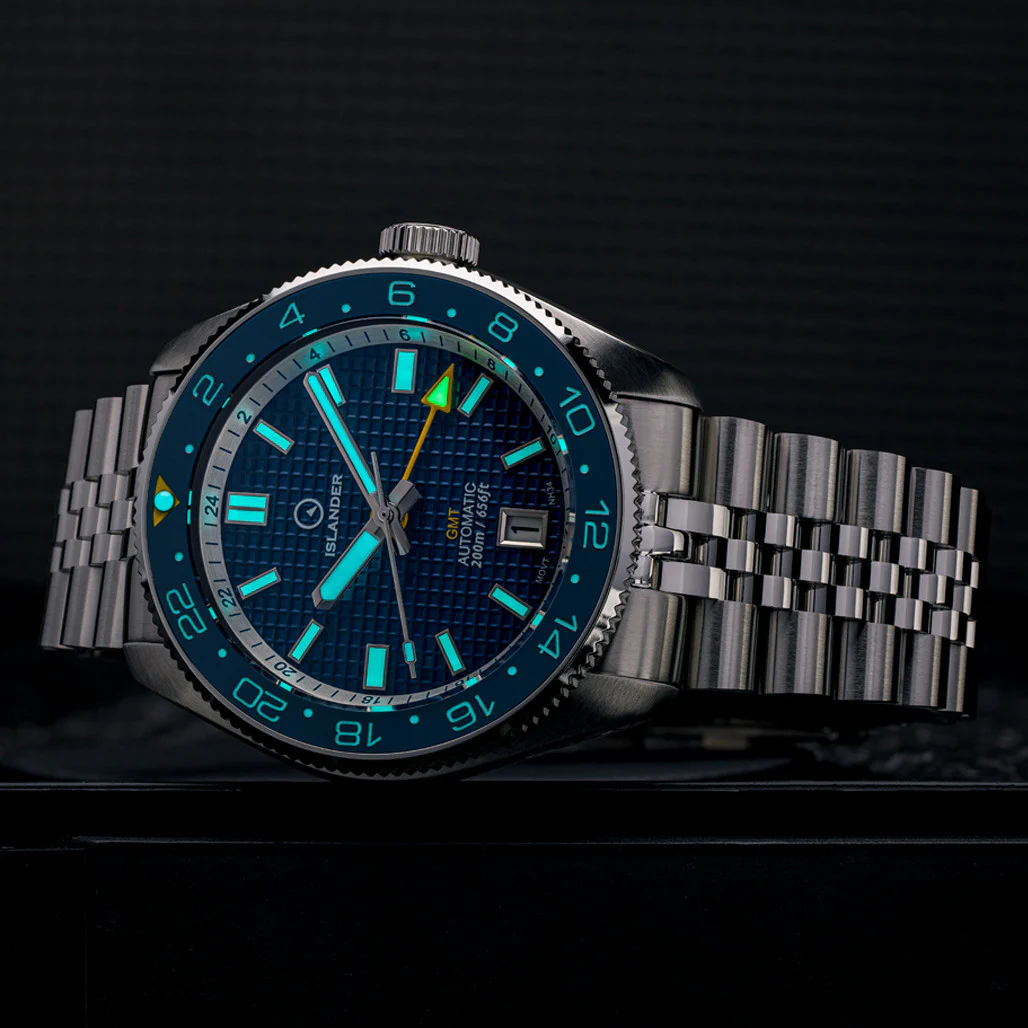 Islander Watch Automatic GMT Blue Waffle Dial #ISL-214 - Image 5